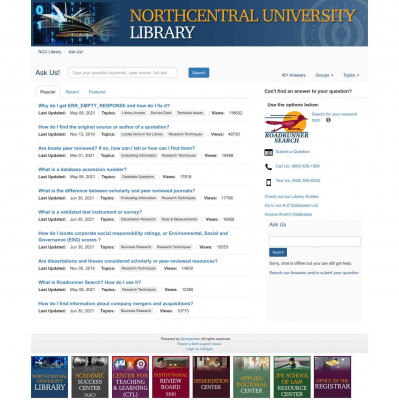 Northcentral University: Ask Us! banner - NCU Library Northcentral University: Ask Us! banner - NCU Library