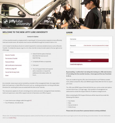 Jiffy Lube University > Login Instructions Jiffy Lube University > Login Instructions