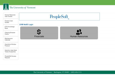 PeopleSoft Portal | The University of Vermont PeopleSoft Portal | The University of Vermont