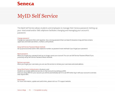 MyID Self Service - Seneca, Toronto, Canada MyID Self Service - Seneca, Toronto, Canada