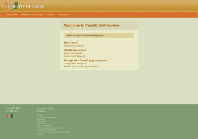 CaneID Self-Service - University of Miami CaneID Self-Service - University of Miami