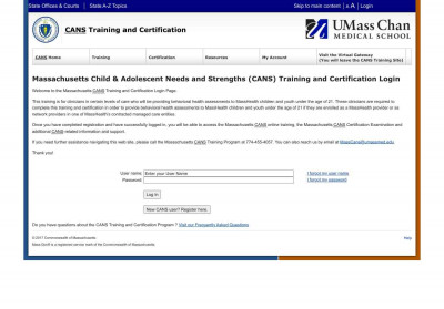 CANS - Mass Health Training Initiative - Login Page CANS - Mass Health Training Initiative - Login Page