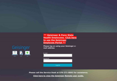 Please log on using your Geisinger e-mail address Please log on using your Geisinger e-mail address