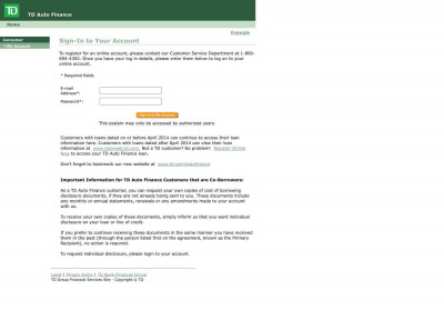 TD Auto Finance - Consumer - My Account TD Auto Finance - Consumer - My Account