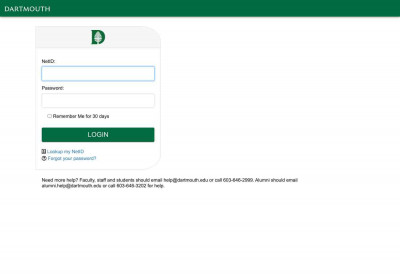 Dartmouth Web Authentication Dartmouth Web Authentication
