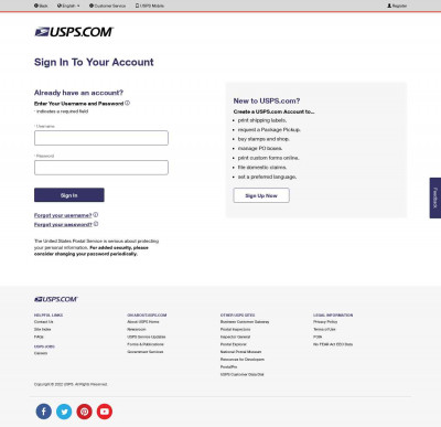 USPS.com Account USPS.com Account