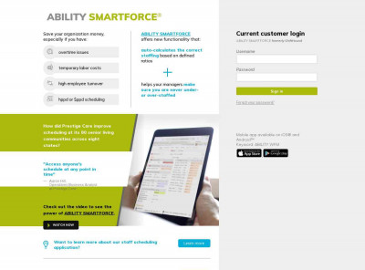 ABILITY SMARTFORCE - Customer Secure Login - ShiftHound ABILITY SMARTFORCE - Customer Secure Login - ShiftHound