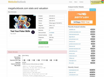 Megafuckbook : Online Dating Website stats and valuation Megafuckbook : Online Dating Website stats and valuation