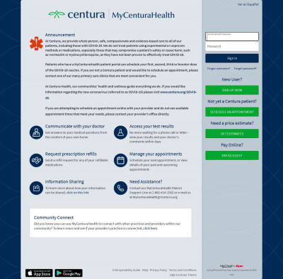 Mycenturahealth Login Mycenturahealth Login