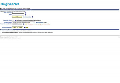 (Login do usuário) Portal de instalação HughesNet® (Login do usuário) Portal de instalação HughesNet®