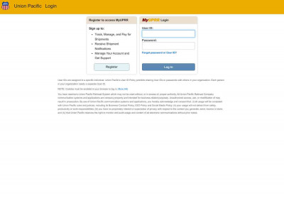 Union Pacific: Log In Page Union Pacific: Log In Page