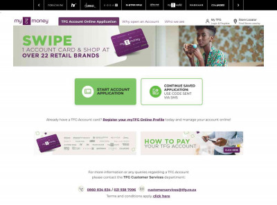 Apply for an Account - myTFGmoney - The Foschini Group Apply for an Account - myTFGmoney - The Foschini Group