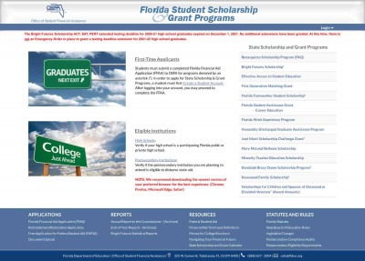 SAPBFMAIN - Florida Student Scholarship & Grant Programs SAPBFMAIN - Florida Student Scholarship & Grant Programs