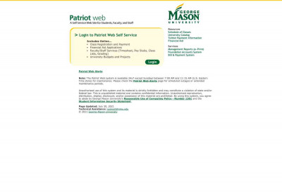 Patriot Web - A Self Service Web Site for Students, Faculty ... Patriot Web - A Self Service Web Site for Students, Faculty ...