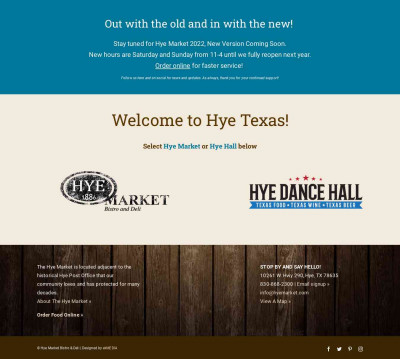 The Hye Market Bistro & Deli in historic Hye, TX | HOME The Hye Market Bistro & Deli in historic Hye, TX | HOME