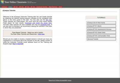 Instructor Tutorials Site Map- eCampus Instructor Tutorials Site Map- eCampus