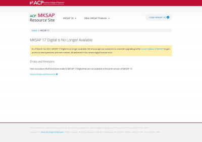MKSAP 17 Digital is No Longer Available MKSAP 17 Digital is No Longer Available