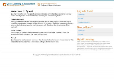 Quest Learning & Assessment - The University of Texas at ... Quest Learning & Assessment - The University of Texas at ...