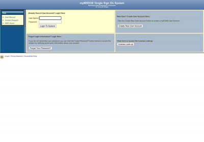 myMSDOE Single Sign On System myMSDOE Single Sign On System