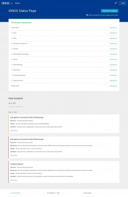 IONOS Status Page IONOS Status Page