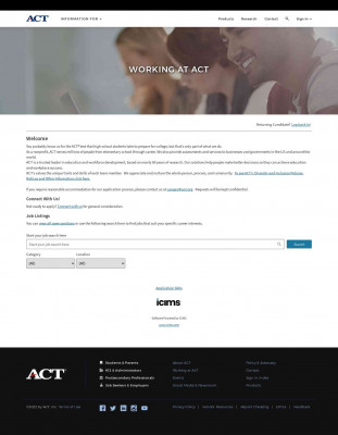 Working at ACT - ACT, Inc. | Careers Center | Welcome - iCIMS Working at ACT - ACT, Inc. | Careers Center | Welcome - iCIMS