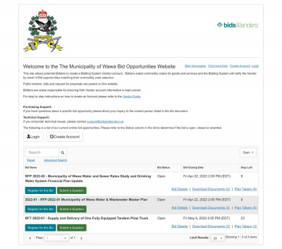 Bids and Tenders - Wawa Bids and Tenders - Wawa