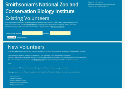 Volunteer Portal Login | National Zoo Volunteers
