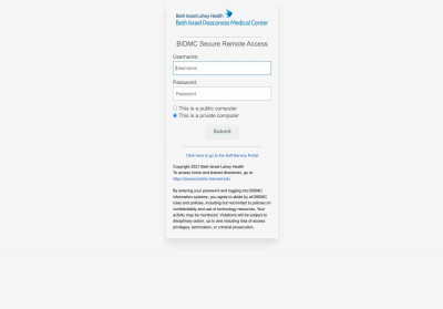 BIDMC Secure Remote Access BIDMC Secure Remote Access