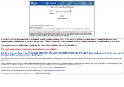 Pfizer Impala Login Pfizer Impala Login