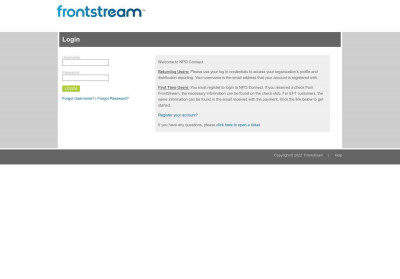 NPO Connect Login - FrontStream NPO Connect Login - FrontStream