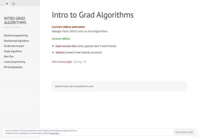 Intro Grad Algorithms | Lecture videos+notes Intro Grad Algorithms | Lecture videos+notes