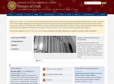 Case Information | District of Utah | United States District Court Case Information | District of Utah | United States District Court