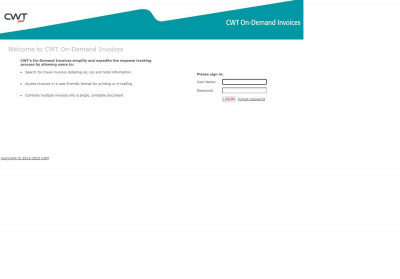 On-Demand Invoices - Login - Provided by CWT On-Demand Invoices - Login - Provided by CWT
