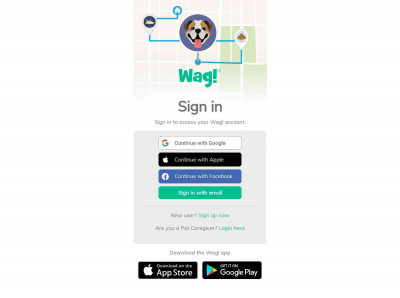 Wag! Walking: Login Wag! Walking: Login
