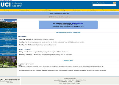 UCI University Registrar UCI University Registrar