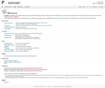 UniFr Web Access UniFr Web Access