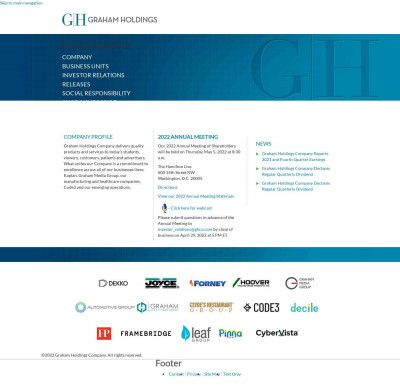 Graham Holdings Company Reports Third Quarter Earnings Graham Holdings Company Reports Third Quarter Earnings