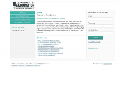 Louisiana e-Child Care Parent/Provider Web Portal Louisiana e-Child Care Parent/Provider Web Portal