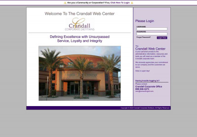 Crandall Web Center - Administrator & Dietitian Login Crandall Web Center - Administrator & Dietitian Login