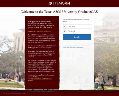 Texas A&M University - GradCAS | Applicant Login Page ... Texas A&M University - GradCAS | Applicant Login Page ...