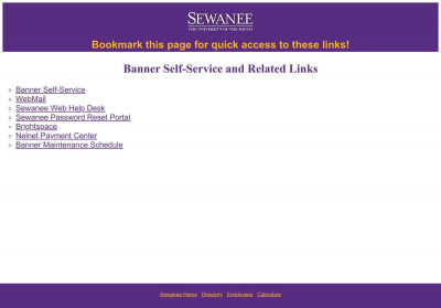 Banner Self-Service Links - Sewanee Banner Self-Service Links - Sewanee