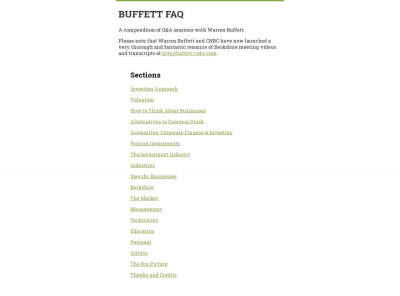 Buffett FAQ Buffett FAQ