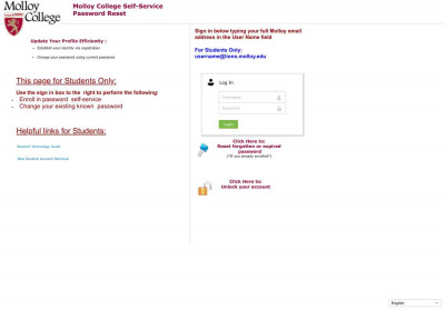 Molloy College - SelfService Password Tool Molloy College - SelfService Password Tool