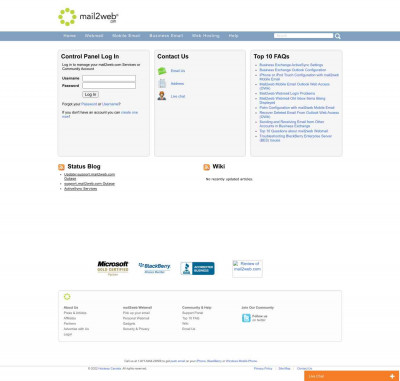 mail2web.com Control Panel mail2web.com Control Panel