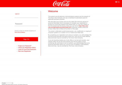 Registered Users Sign On - Coca-Cola Registered Users Sign On - Coca-Cola
