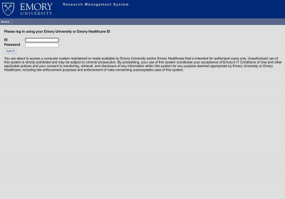 Emory Research Management System > index Emory Research Management System > index