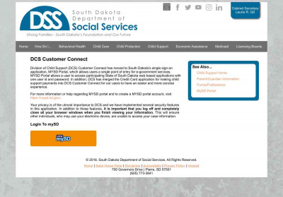 DCS Customer Connect: mySD - State of South Dakota DCS Customer Connect: mySD - State of South Dakota