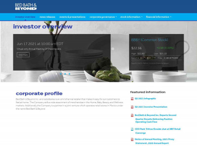 Investor Overview | Bed Bath & Beyond Investor Overview | Bed Bath & Beyond