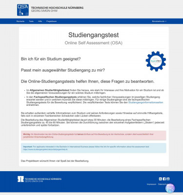 Online Self Assessment at TH Nuremberg Online Self Assessment at TH Nuremberg