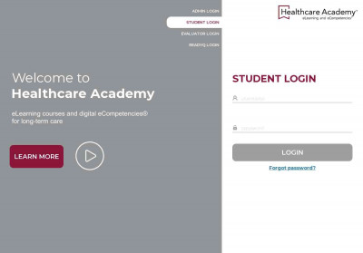 Healthcare Academy Student Log in Page Healthcare Academy Student Log in Page
